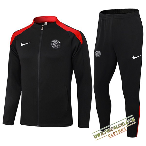 Insieme Tuta Calcio PSG Giacca Nero/Rosso 2024/2025