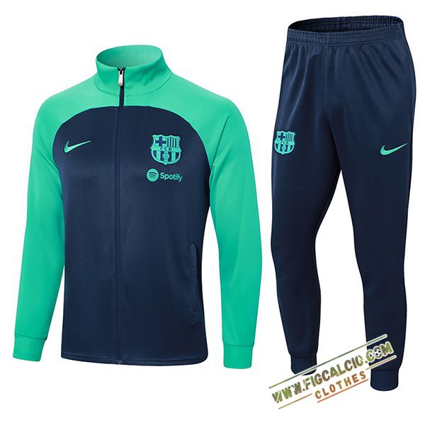 Insieme Tuta Calcio FC Barcellona Giacca Blu/Verde 2024/2025