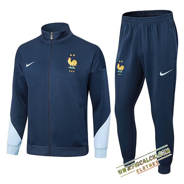 Insieme Tuta Calcio Giacca Francia Blu Reale 2024/2025 -02