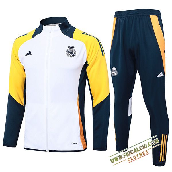 Insieme Tuta Calcio - Giacca Real Madrid Bianco/Giallo/Blu 2024/2025