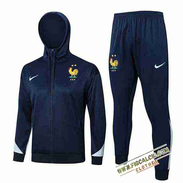 Giacca Con Cappuccio Tuta Giacca A Vento Francia Blu Scuro 2024/2025 -02