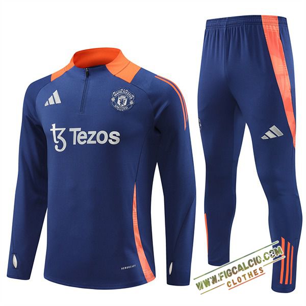 Insieme Tuta Calcio Manchester United Blu/Arancia 2024/2025