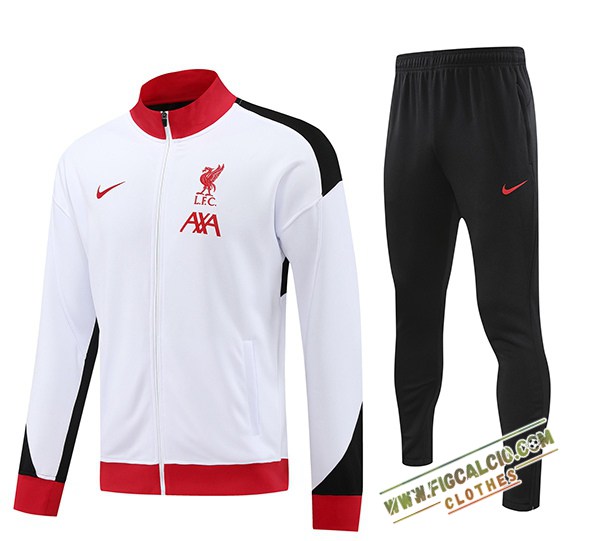 Insieme Tuta Calcio FC Liverpool Giacca Calcio Bianco/Rosso 2024/2025