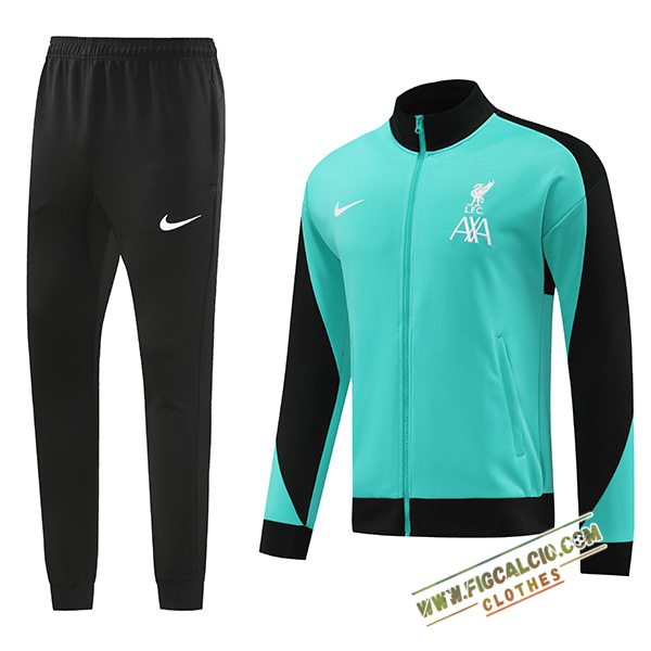 Insieme Tuta Calcio FC Liverpool Giacca Calcio Verde/Nero 2024/2025
