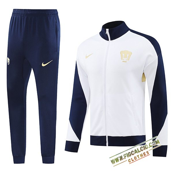 Insieme Tuta Calcio - Giacca Pumas UNAM Bianco/Blu/Giallo 2024/2025