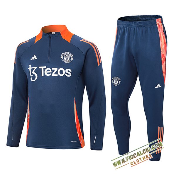 Insieme Tuta Calcio Manchester United Blu/Arancia 2024/2025 -02