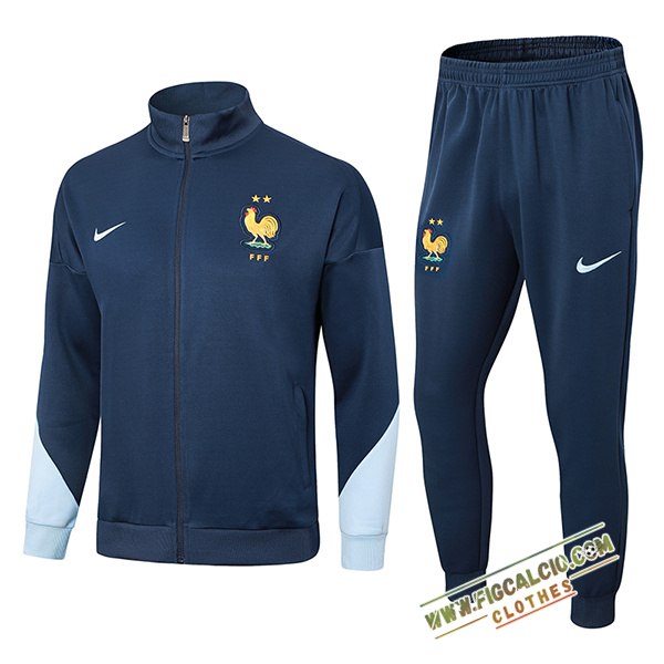 Insieme Tuta Calcio Giacca Francia Blu Reale 2024/2025 -03