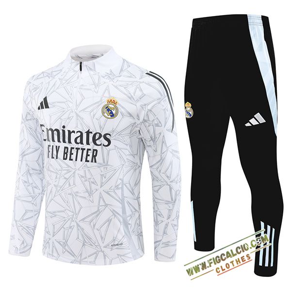 Insieme Tuta Calcio Real Madrid Bianco/Grigio/Nero 2024/2025