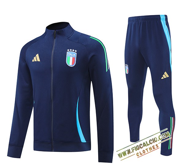 Insieme Tuta Calcio Giacca Italia Blu Reale 2024/2025