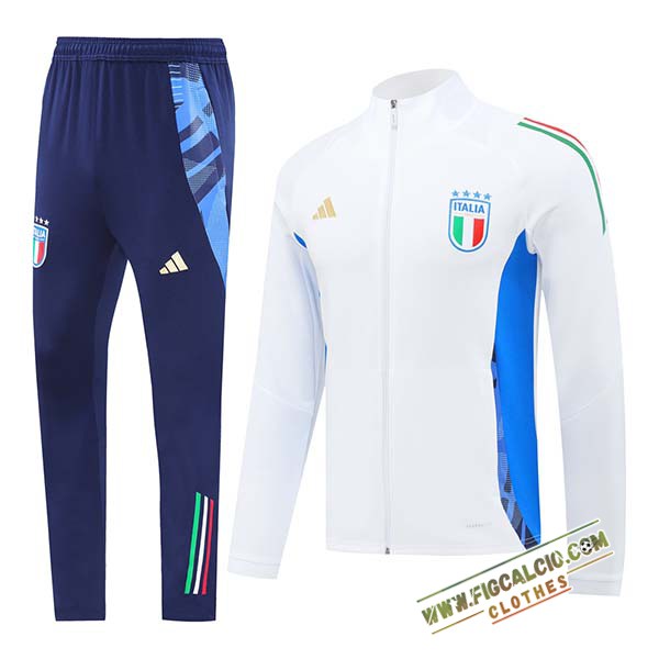 Insieme Tuta Calcio Giacca Italia Bianco/Blu 2024/2025