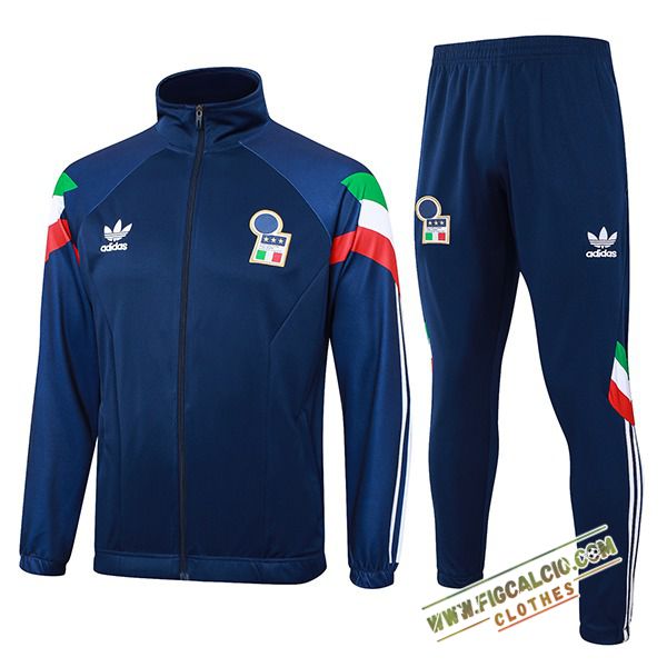 Insieme Tuta Calcio Giacca Italia Blu Reale 2024/2025 -05