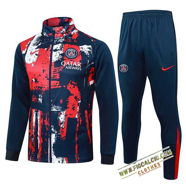 Insieme Tuta Calcio PSG Giacca Blu/Rosso 2024/2025