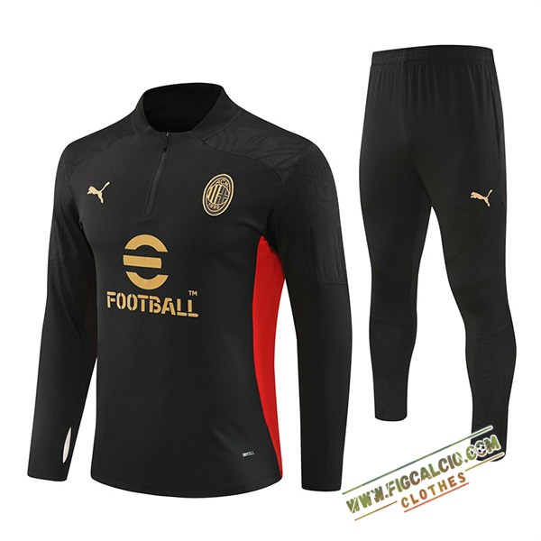 Insieme Tuta Calcio AC Milan Nero/Rosso/Giallo 2024/2025