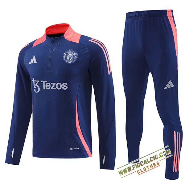 Insieme Tuta Calcio Manchester United Blu/Rosa 2024/2025