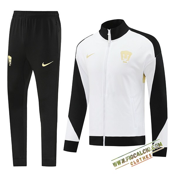 Insieme Tuta Calcio - Giacca Pumas UNAM Bianco/Nero/Giallo 2024/2025