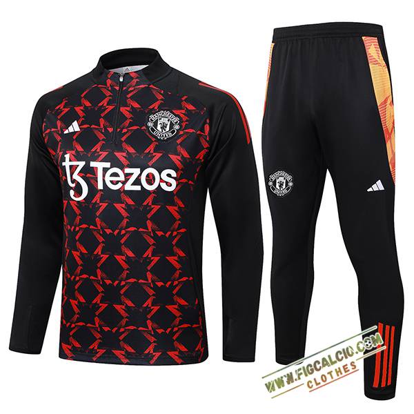 Insieme Tuta Calcio Manchester United Nero/Rosso 2024/2025