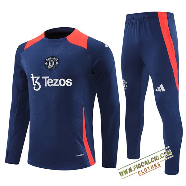 Insieme Tuta Calcio Manchester United Blu/Arancia 2024/2025 -04