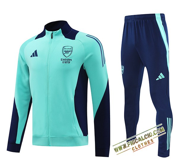 Insieme Giacca Con Cappuccio Tuta Arsenal Verde/Blu 2024/2025