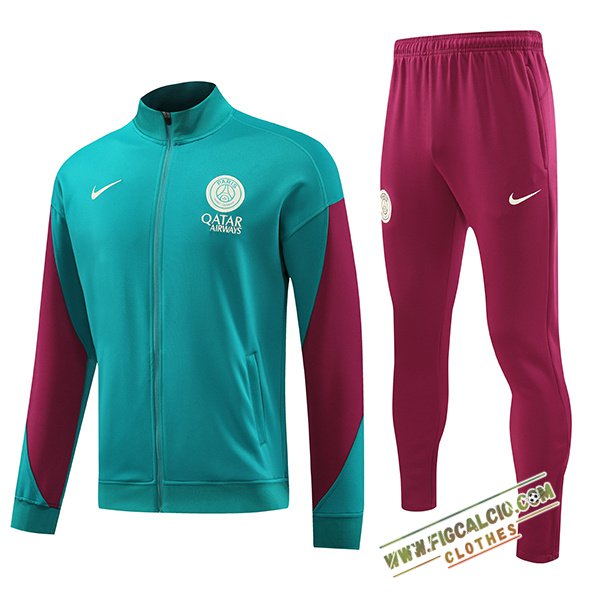 Insieme Giacca Con Cappuccio Tuta PSG Verde/viola 2024/2025