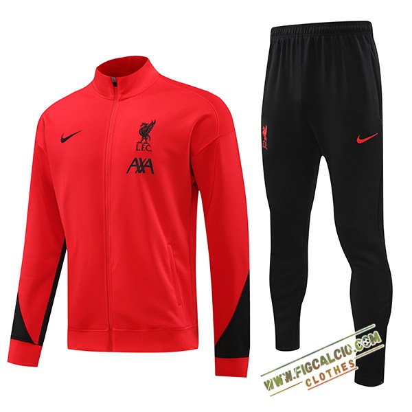 Insieme Giacca Con Cappuccio Tuta FC Liverpool Rosso/Nero 2024/2025