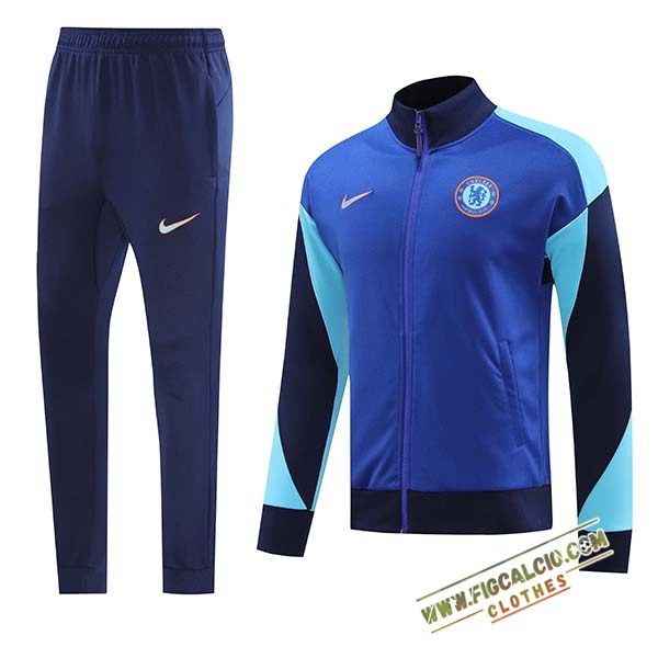 Insieme Giacca Con Cappuccio Tuta FC Chelsea Blu 2024/2025