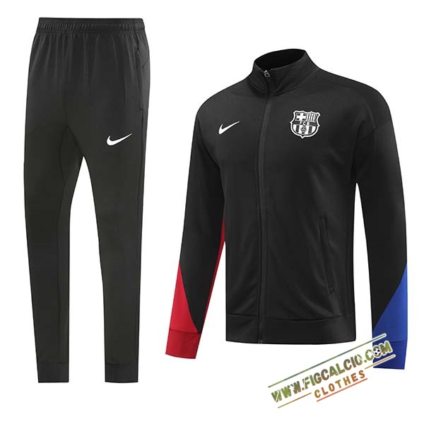 Insieme Giacca Con Cappuccio Tuta FC Barcellona Nero/Blu/Rosso 2024/2025
