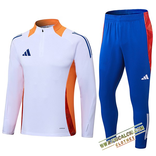Insieme Tuta Calcio Adidas Bianco/Arancia/Blu 2024/2025