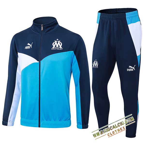 Insieme Tuta Calcio Giacca Marsiglia Blu/Bianco 2024/2025 -02