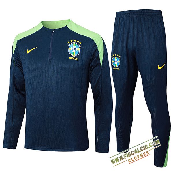 Insieme Tuta Calcio Brasile Blu/Verde 2024/2025 -02