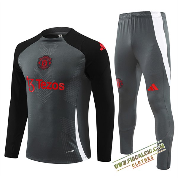 Insieme Tuta Calcio Manchester United Grigio/Nero/Bianco 2024/2025 -02