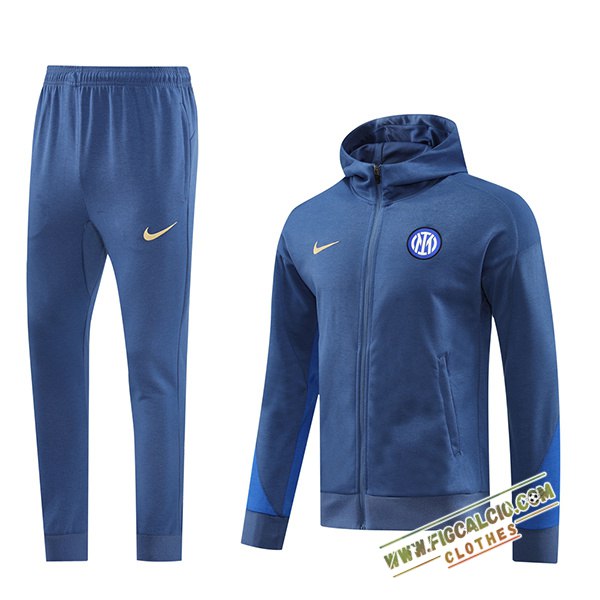 Giacca Con Cappuccio Tuta Giacca A Vento Inter Milan Blu 2024/2025