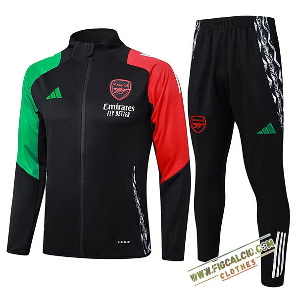 Insieme Tuta Calcio Giacca Arsenal Nero/Verde/Rosso 2024/2025