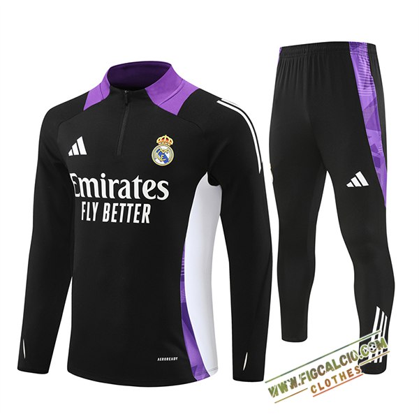 Insieme Tuta Calcio Real Madrid Nero/Bianco/viola 2024/2025