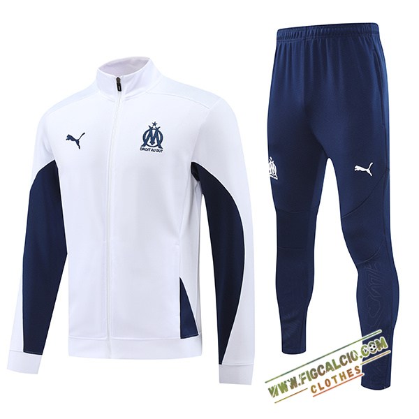 Insieme Tuta Calcio Giacca Marsiglia Bianco/Blu 2024/2025