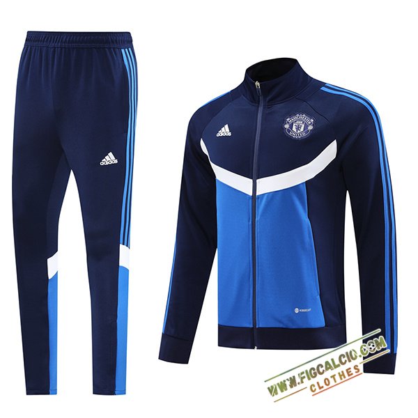 Insieme Tuta Calcio Giacca Manchester United Blu/Bianco 2024/2025
