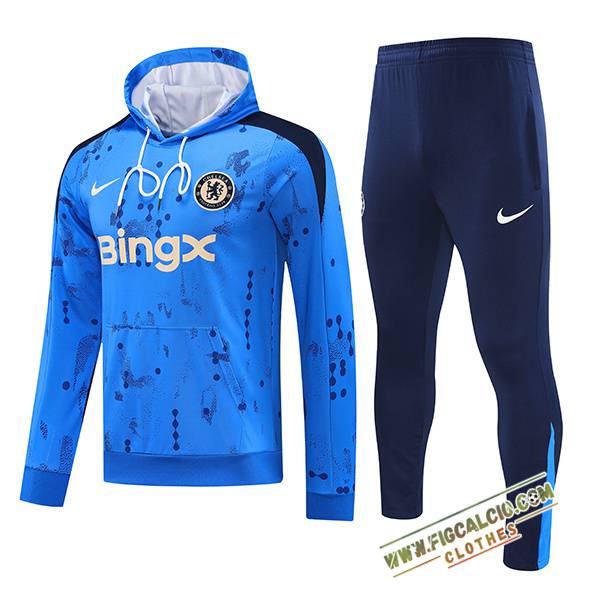 Insieme Giacca Con Cappuccio Tuta FC Chelsea Blu 2024/2025