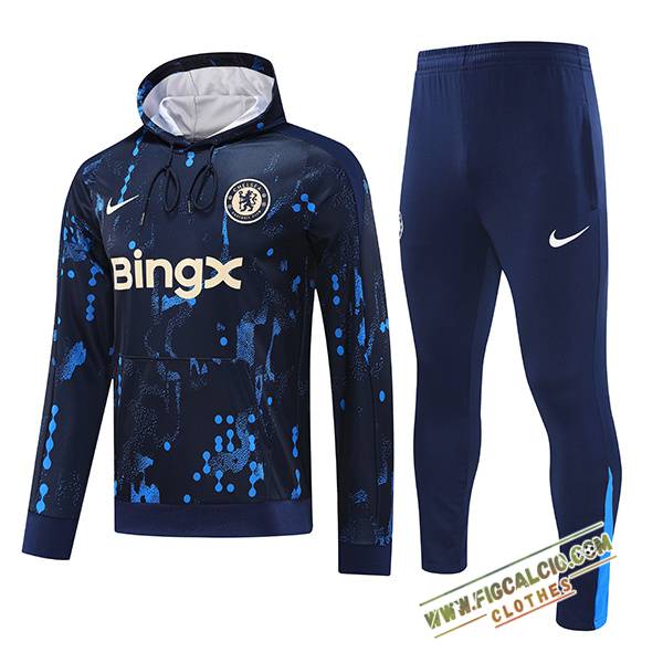 Insieme Giacca Con Cappuccio Tuta FC Chelsea Blu Scuro 2024/2025