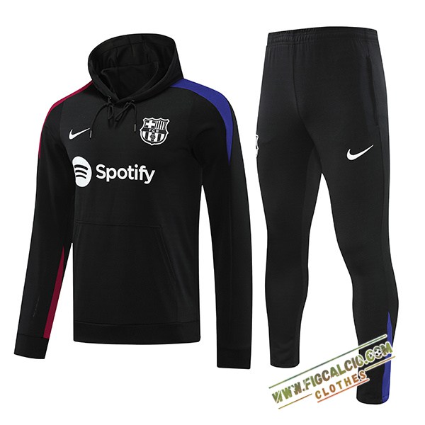 Insieme Giacca Con Cappuccio Tuta FC Barcellona Nero 2024/2025