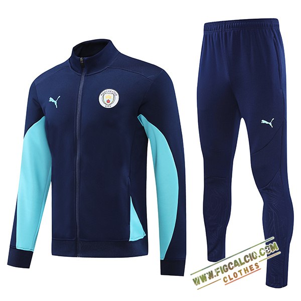 Insieme Tuta Calcio Giacca Manchester City Blu Reale 2024/2025