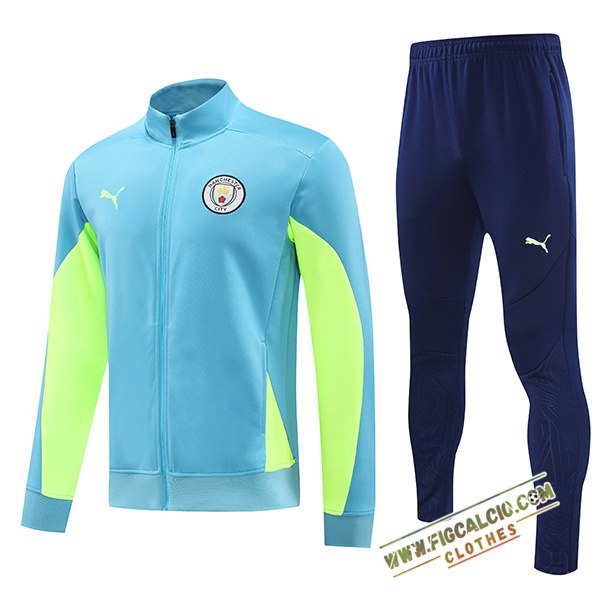 Insieme Tuta Calcio Giacca Manchester City Blu/Verde 2024/2025