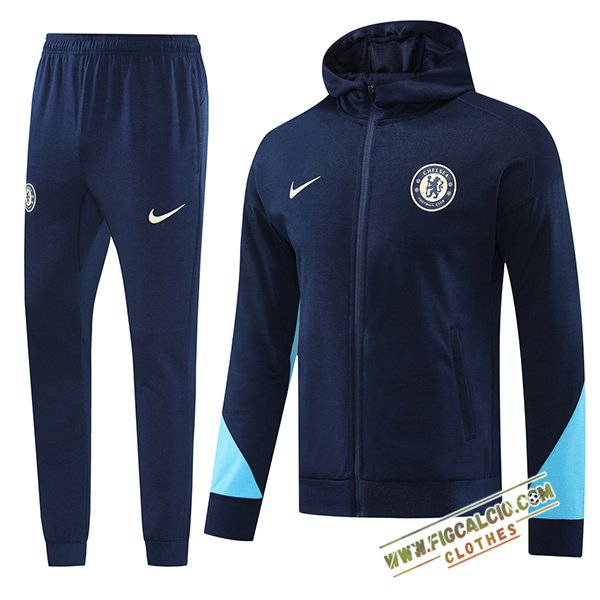 Giacca Con Cappuccio Tuta Giacca A Vento Chelsea Blu Reale 2024/2025