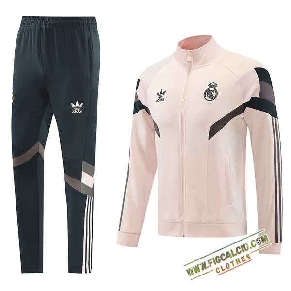 Insieme Tuta Calcio Giacca Real Madrid Rosa/Nero/Grigio 2024/2025