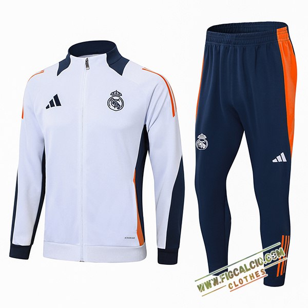 Insieme Tuta Calcio Giacca Real Madrid Bianco/Blu/Arancia 2024/2025 -02