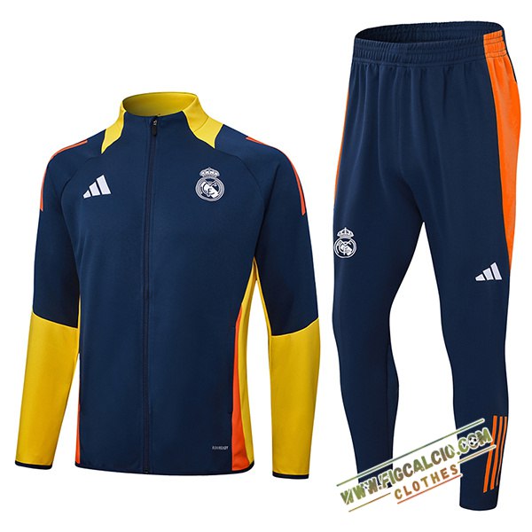Insieme Tuta Calcio Giacca Real Madrid Blu/Giallo/Arancia 2024/2025