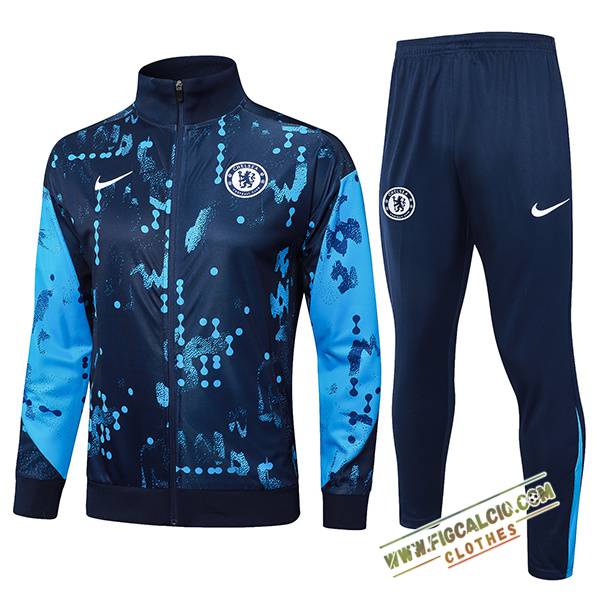 Insieme Tuta Calcio Giacca FC Chelsea Blu Scuro 2024/2025