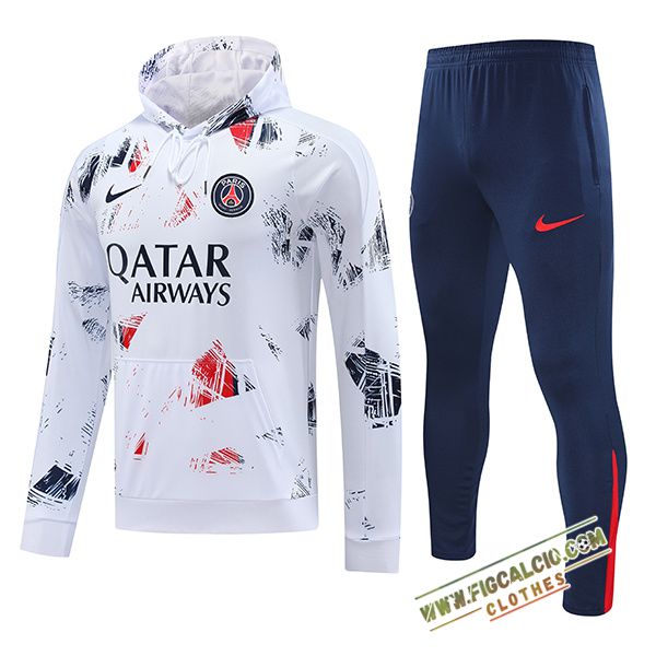 Giacca Con Cappuccio Tuta Giacca A Vento PSG Bianco 2024/2025
