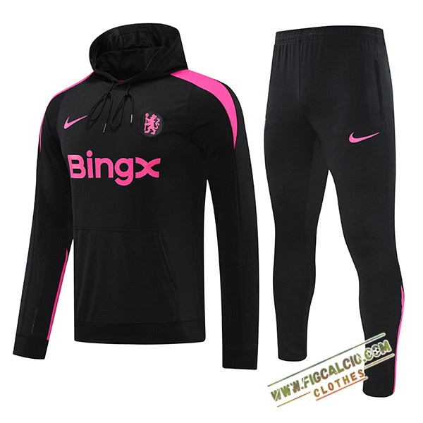 Giacca Con Cappuccio Tuta Giacca A Vento FC Chelsea Nero/Rosa 2024/2025