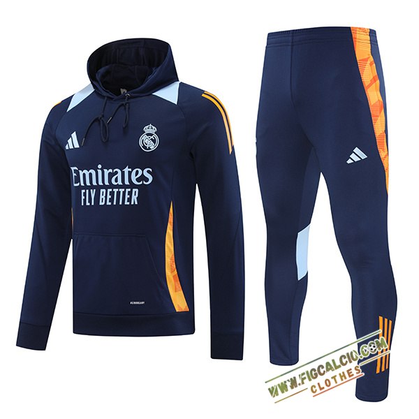 Giacca Con Cappuccio Tuta Giacca A Vento Real Madrid Blu/Arancia 2024/2025