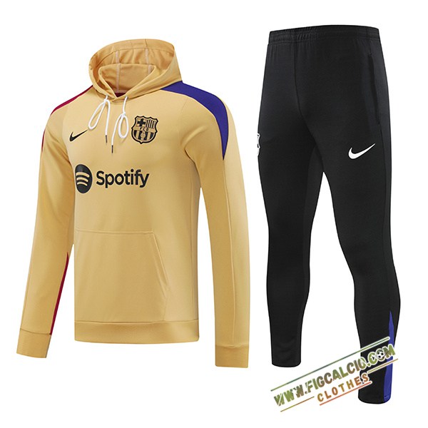 Giacca Con Cappuccio Tuta Giacca A Vento FC Barcellona Giallo/Blu/Rosso 2024/2025 -02