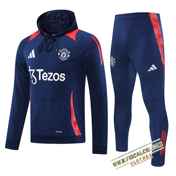 Giacca Con Cappuccio Tuta Giacca A Vento Manchester United Blu/Arancia 2024/2025